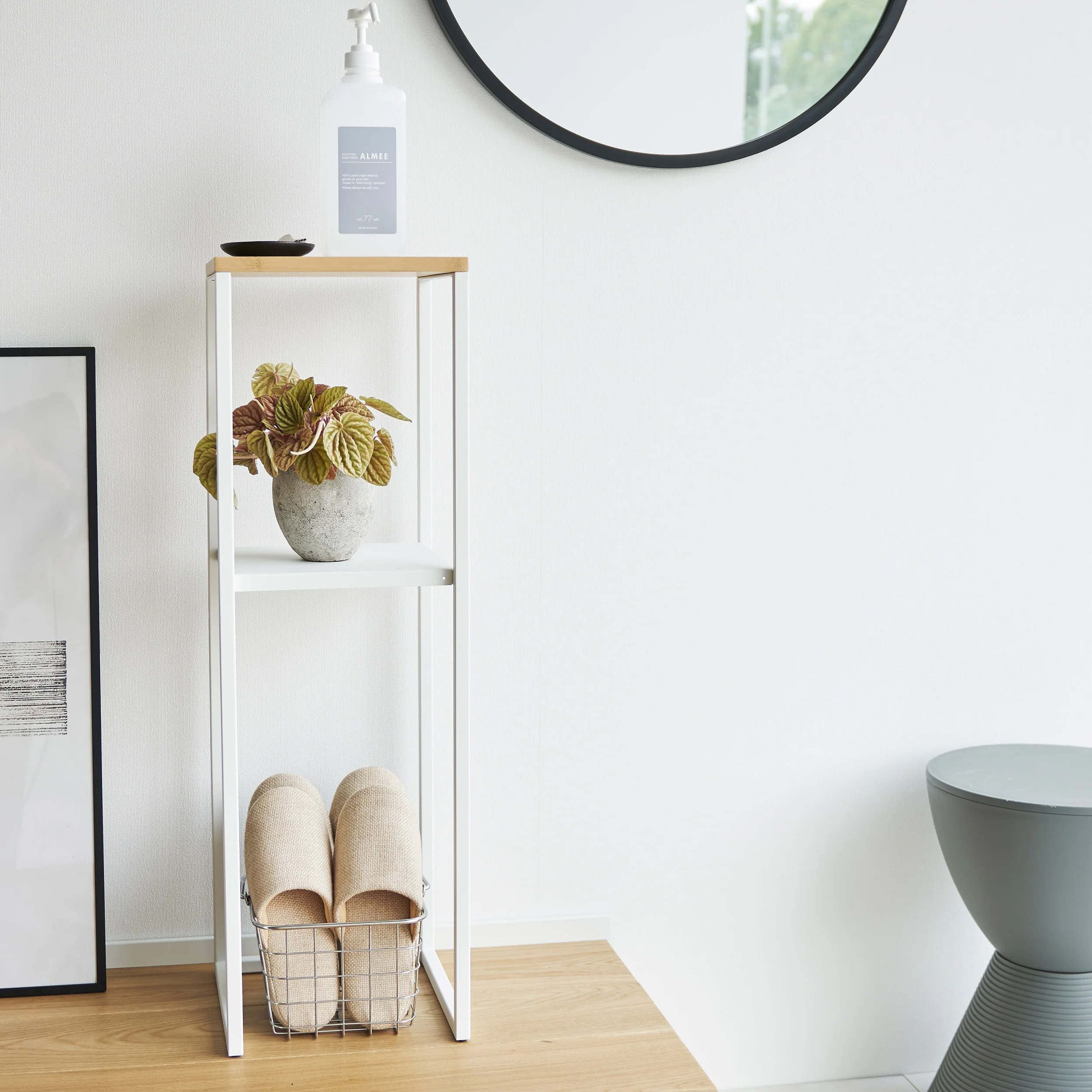 2 Tier Slimline Storage Unit with Wooden Top - Image 7
