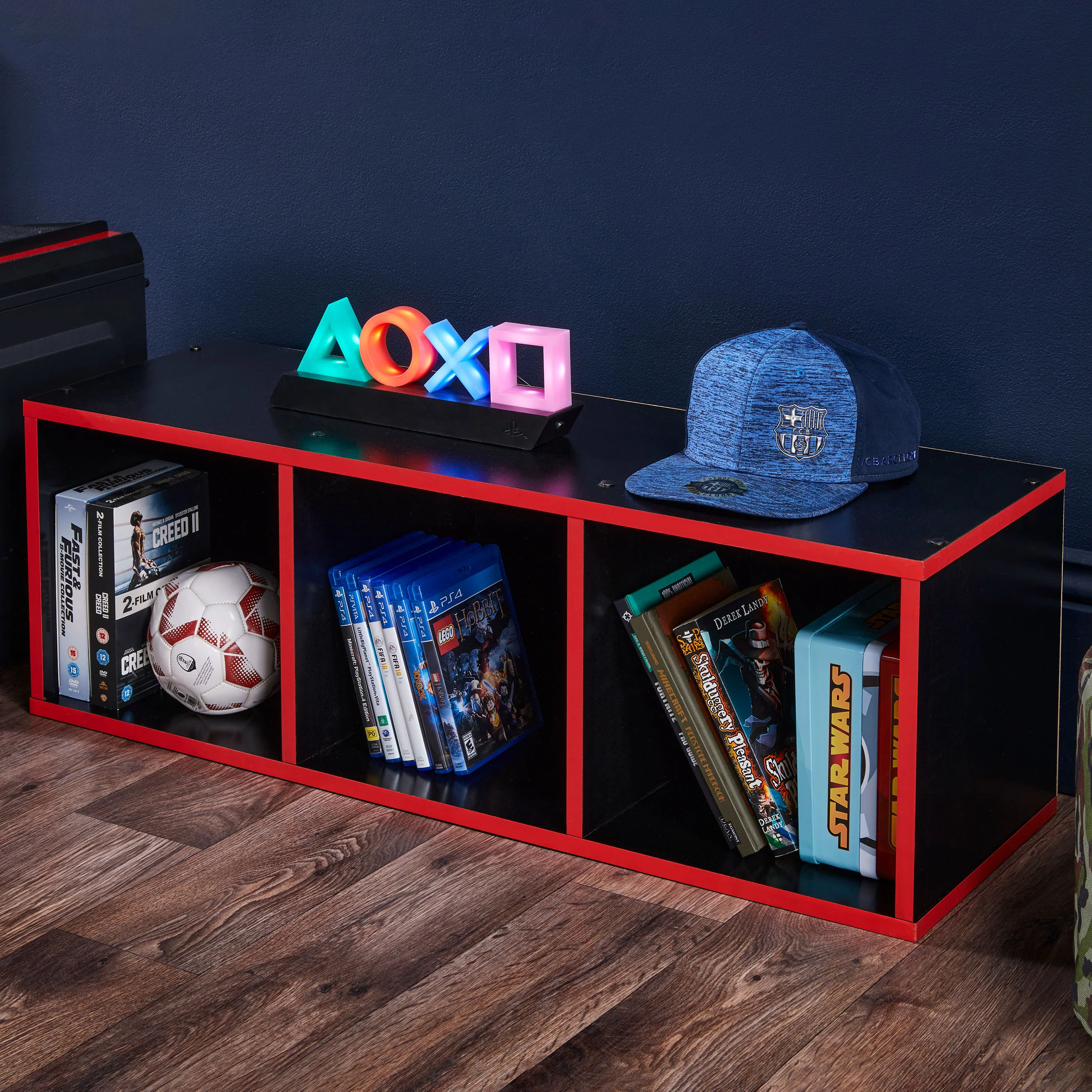 3 Cube Storage Unit Black And Red - Image 3