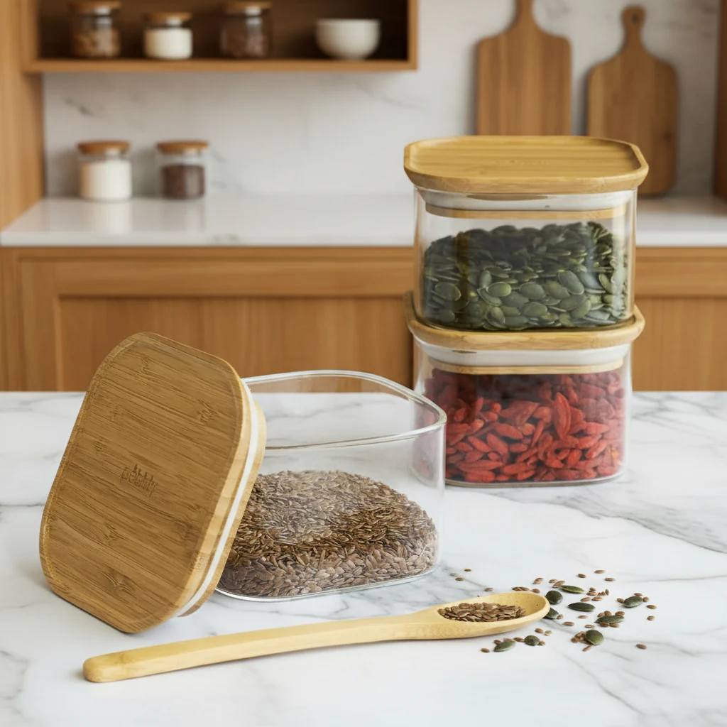 3 X Glass Storage Canisters 500ml