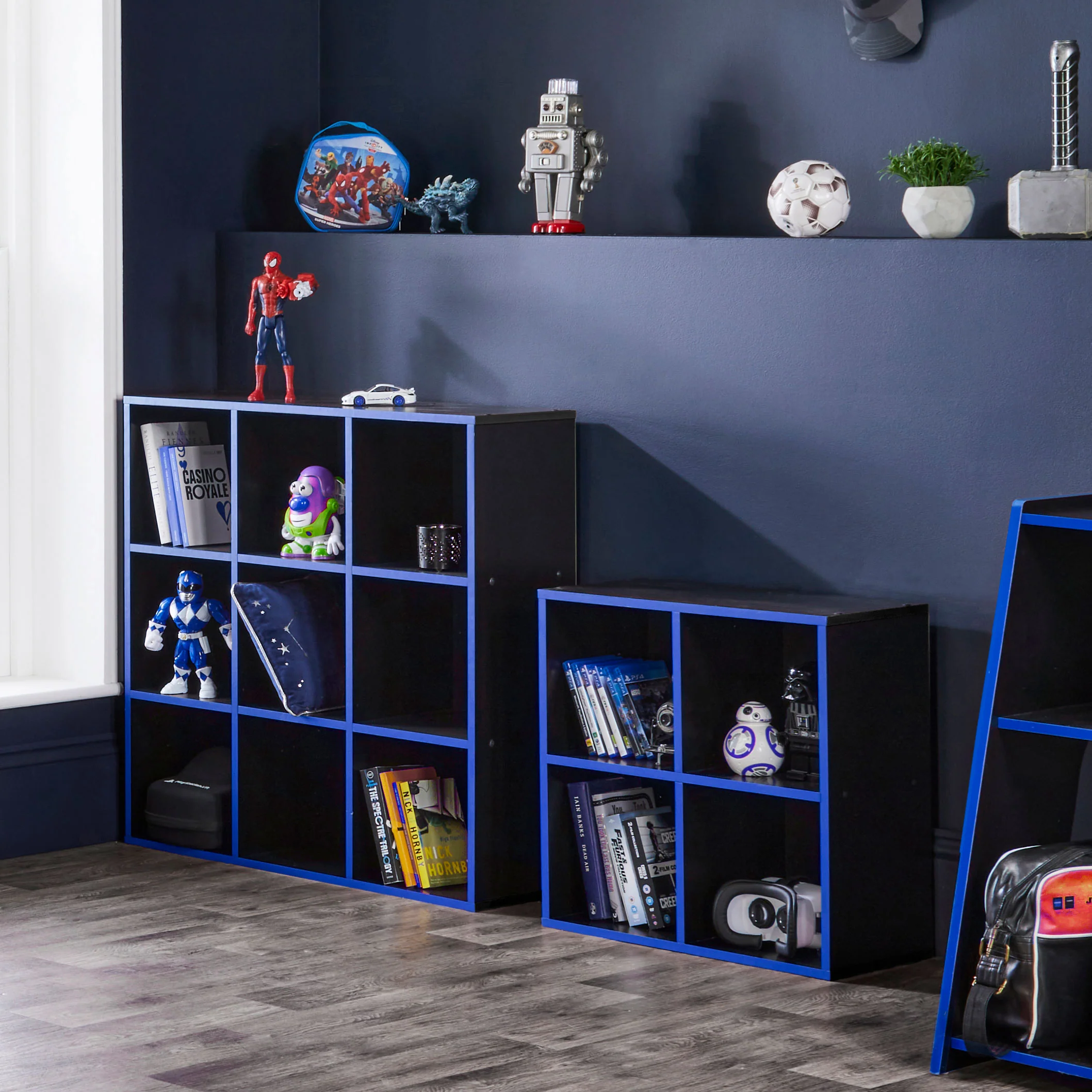 4 Cube Storage Unit Black And Blue - Image 3