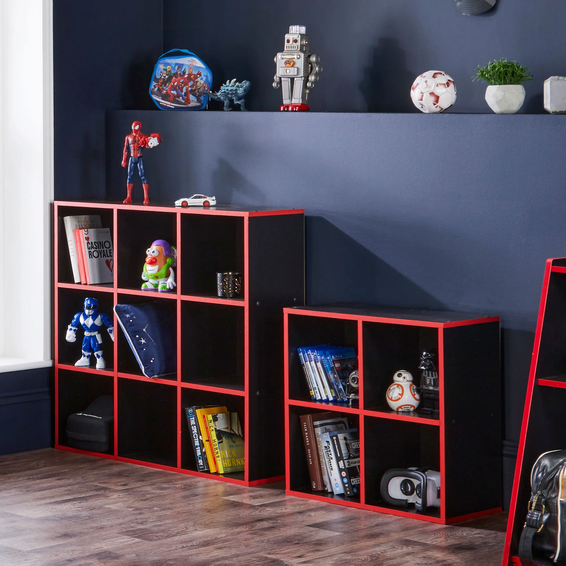 4 Cube Storage Unit Black And Red - Image 3