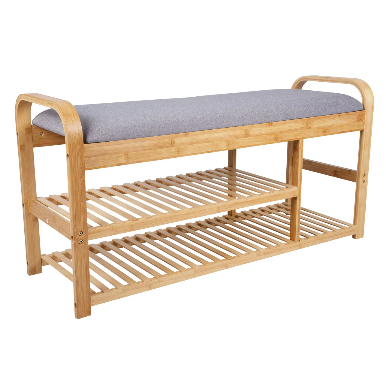 Bamboo Storage Bench With Double Shelf - Image 3