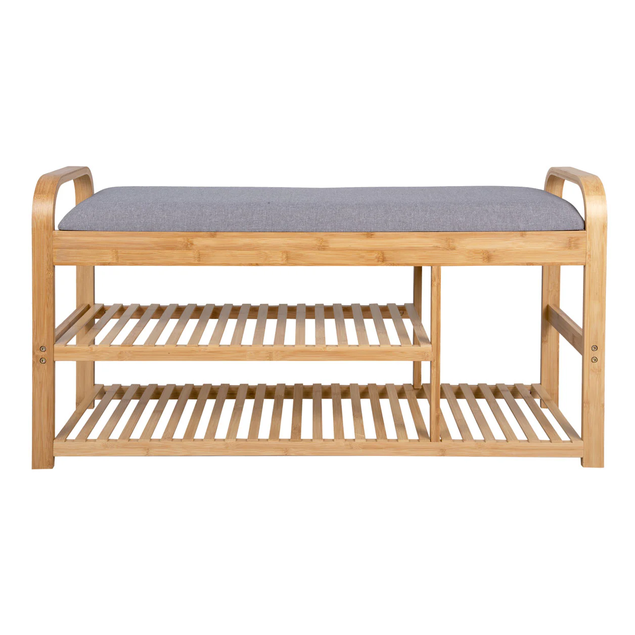 Bamboo Storage Bench With Double Shelf - Image 4