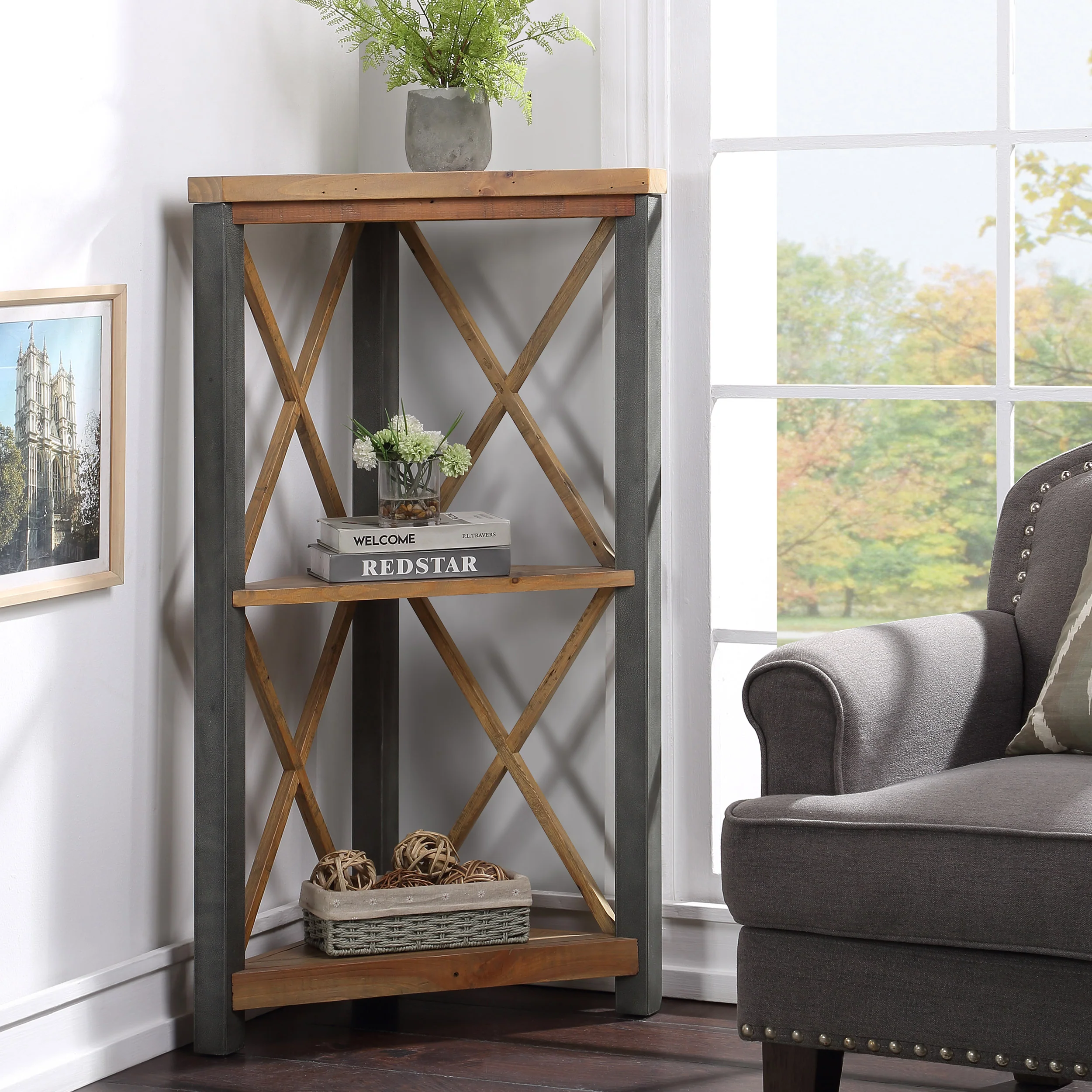 Corner Bookcase Small Urban Elegance - Image 2