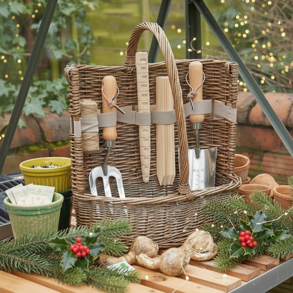 Deluxe Garden Tool Basket Antique Wash