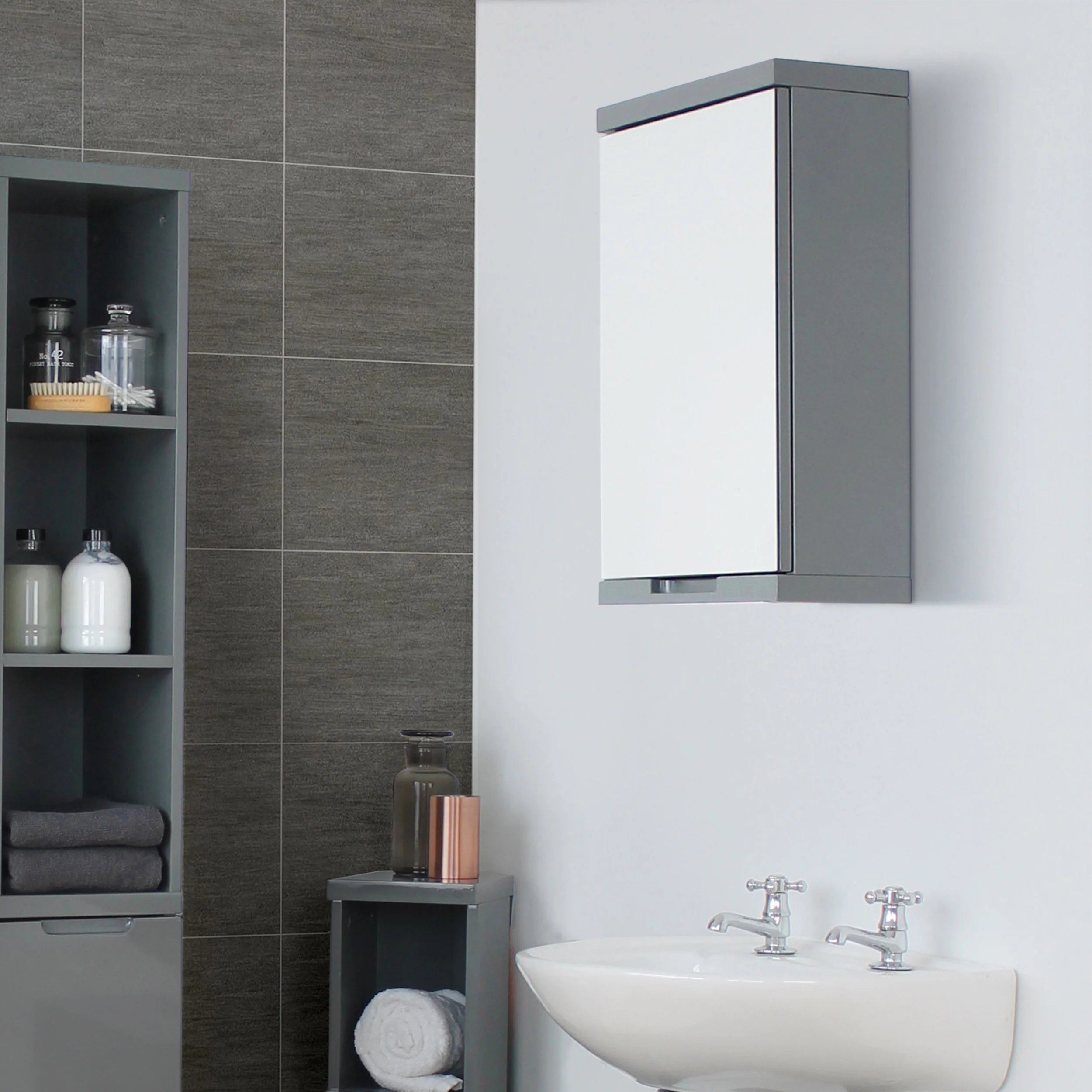 High Gloss Bathroom Mirror Cabinet - Image 4