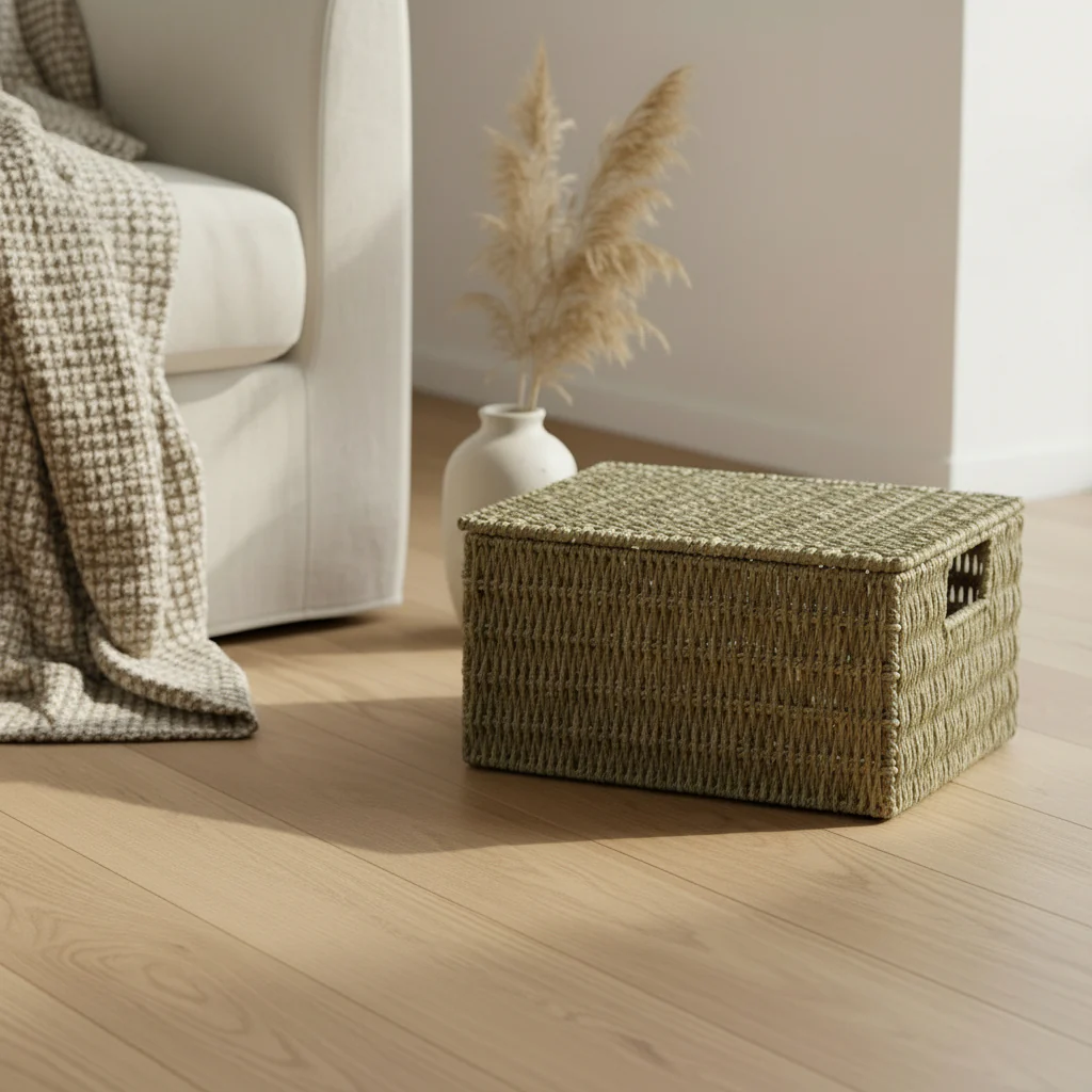 Lidded Seagrass Hamper Medium