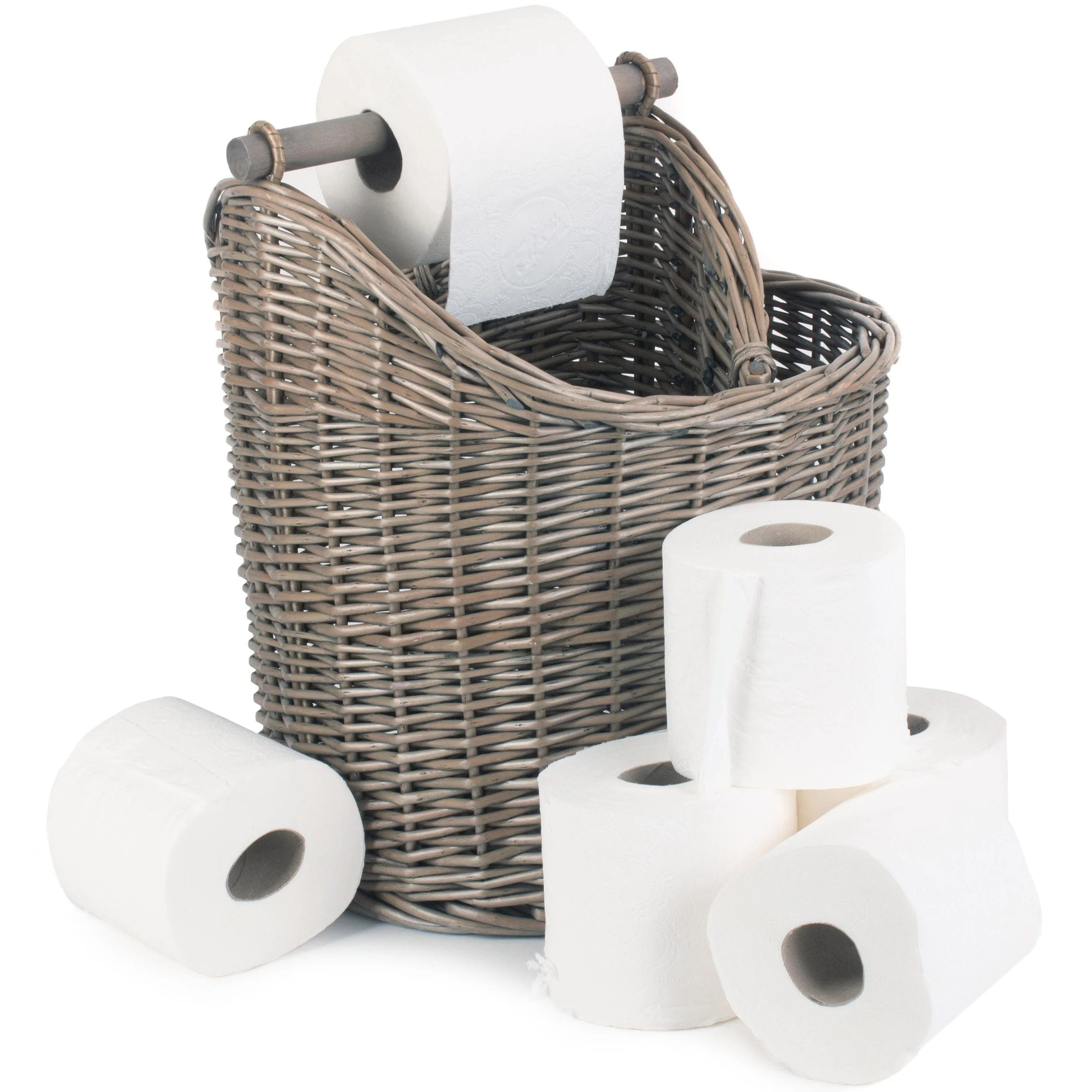Willow Toilet Roll & Magazine Holder – Rustic Bathroom Storage Basket - Image 2