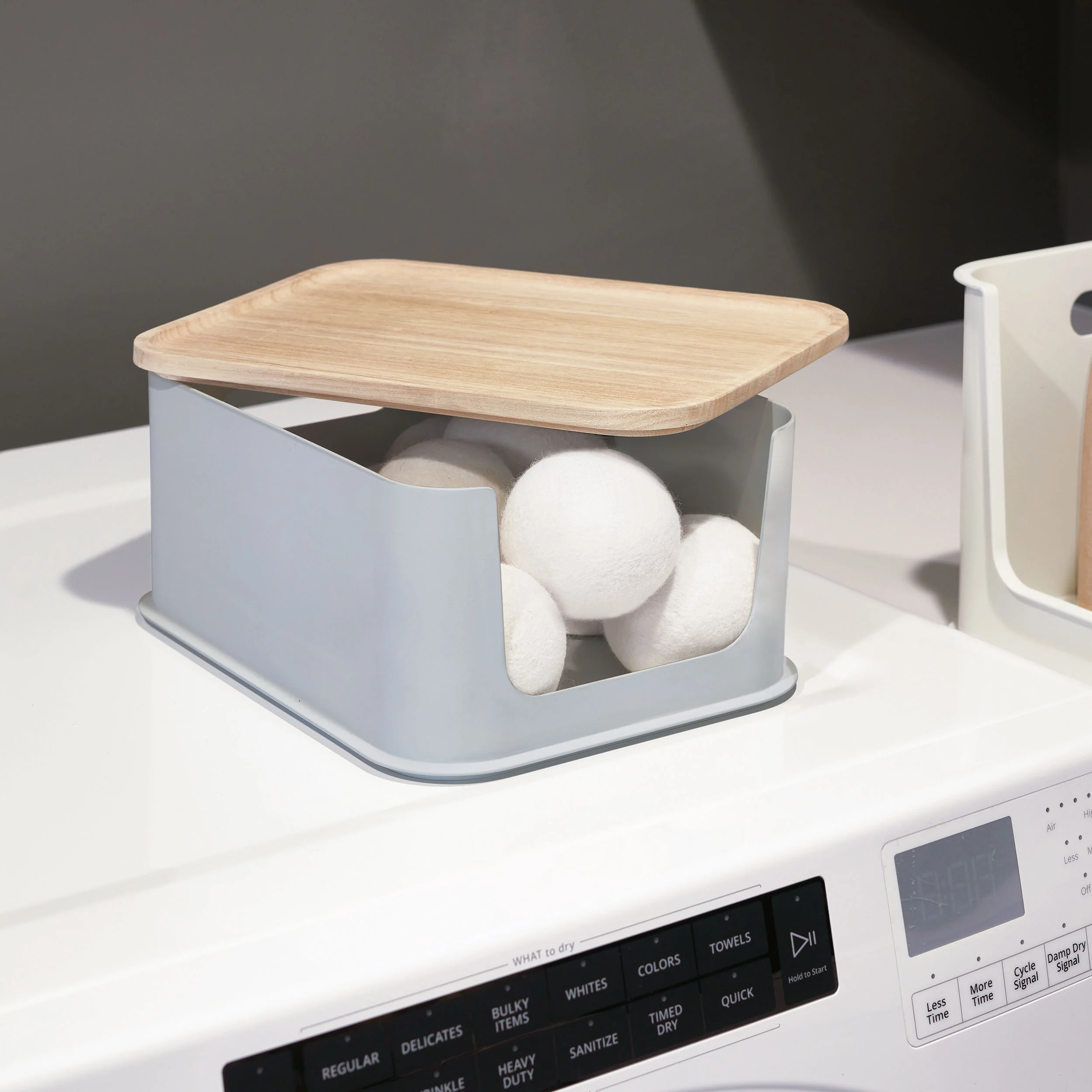 Open Front Storage Bin With Lid