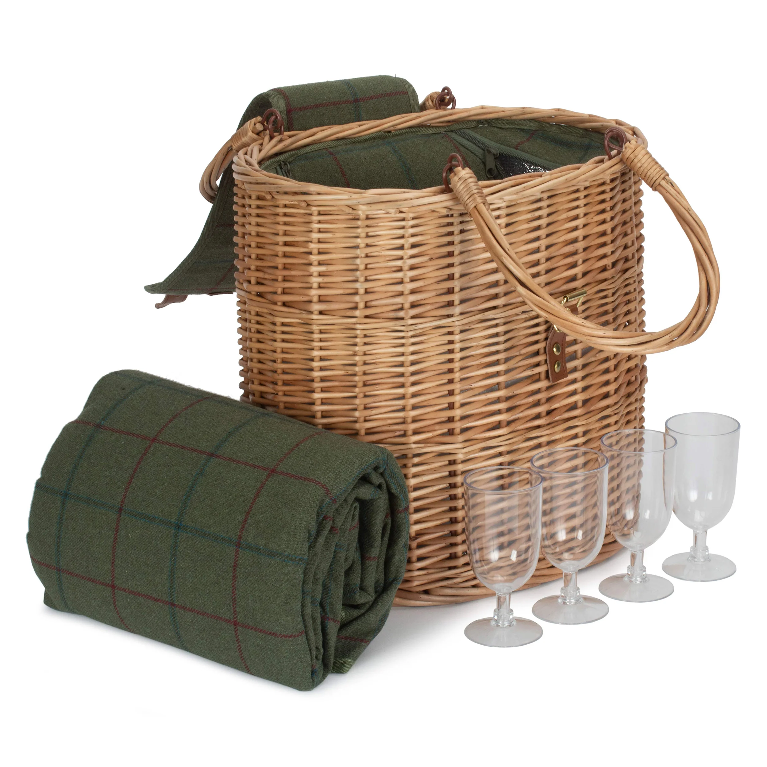 Oval Chiller Hamper Basket Green Tweed - Image 2