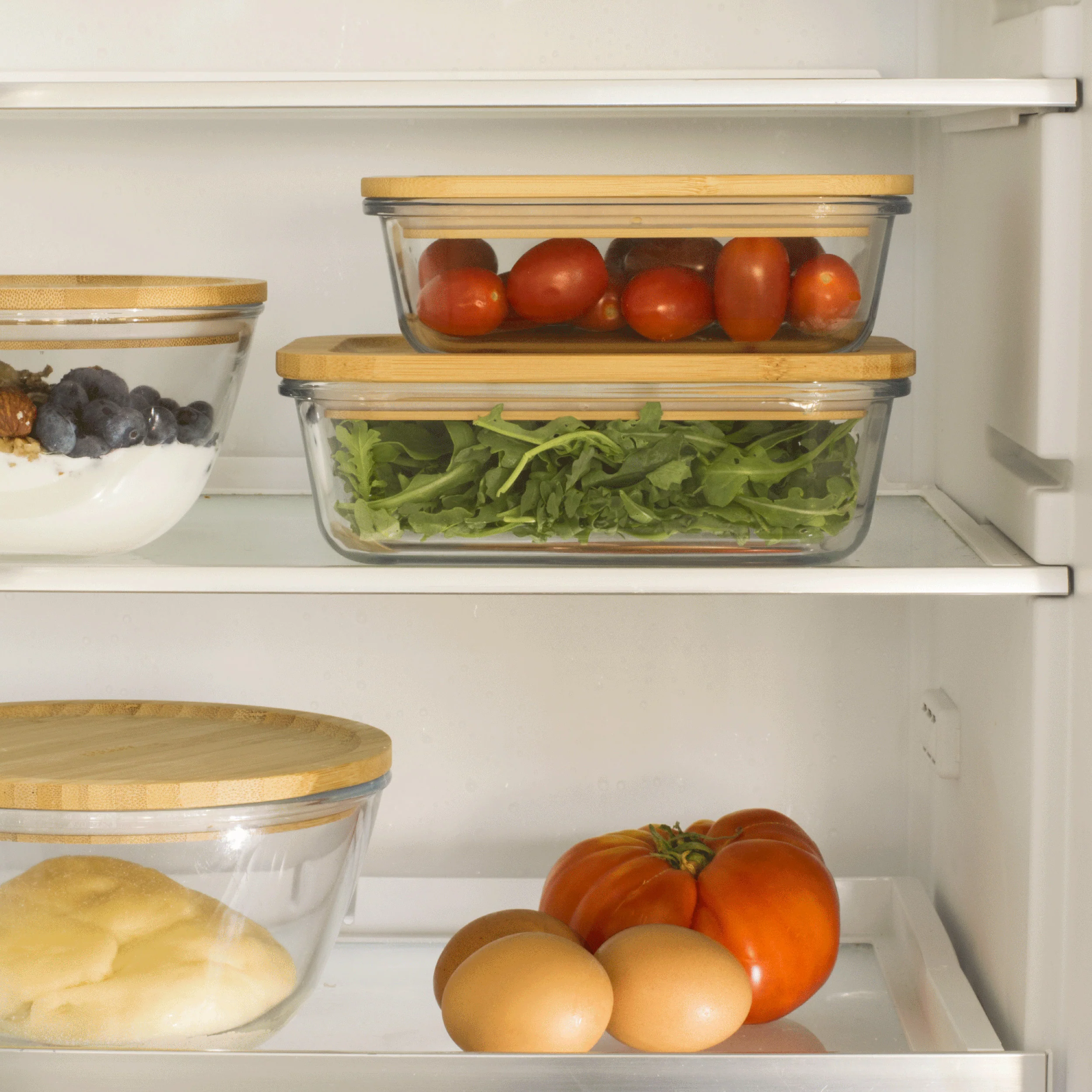 Rectangular Glass Container With Bamboo Lid 650ml - Image 2
