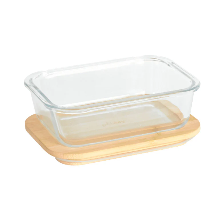 Rectangular Glass Container With Bamboo Lid 650ml - Image 3