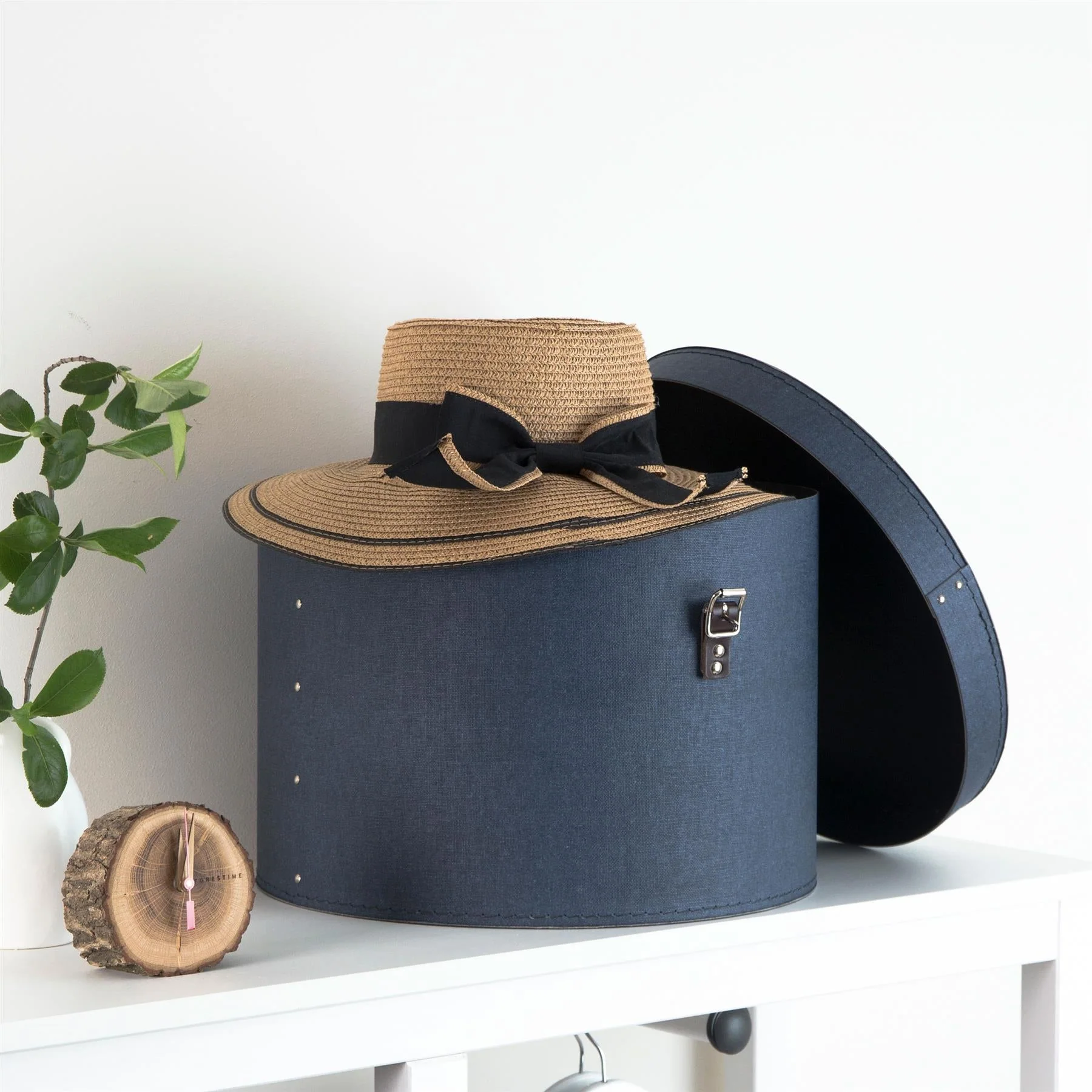 Set Of 2 Hat Boxes With Leather Strap - Rut - Image 3