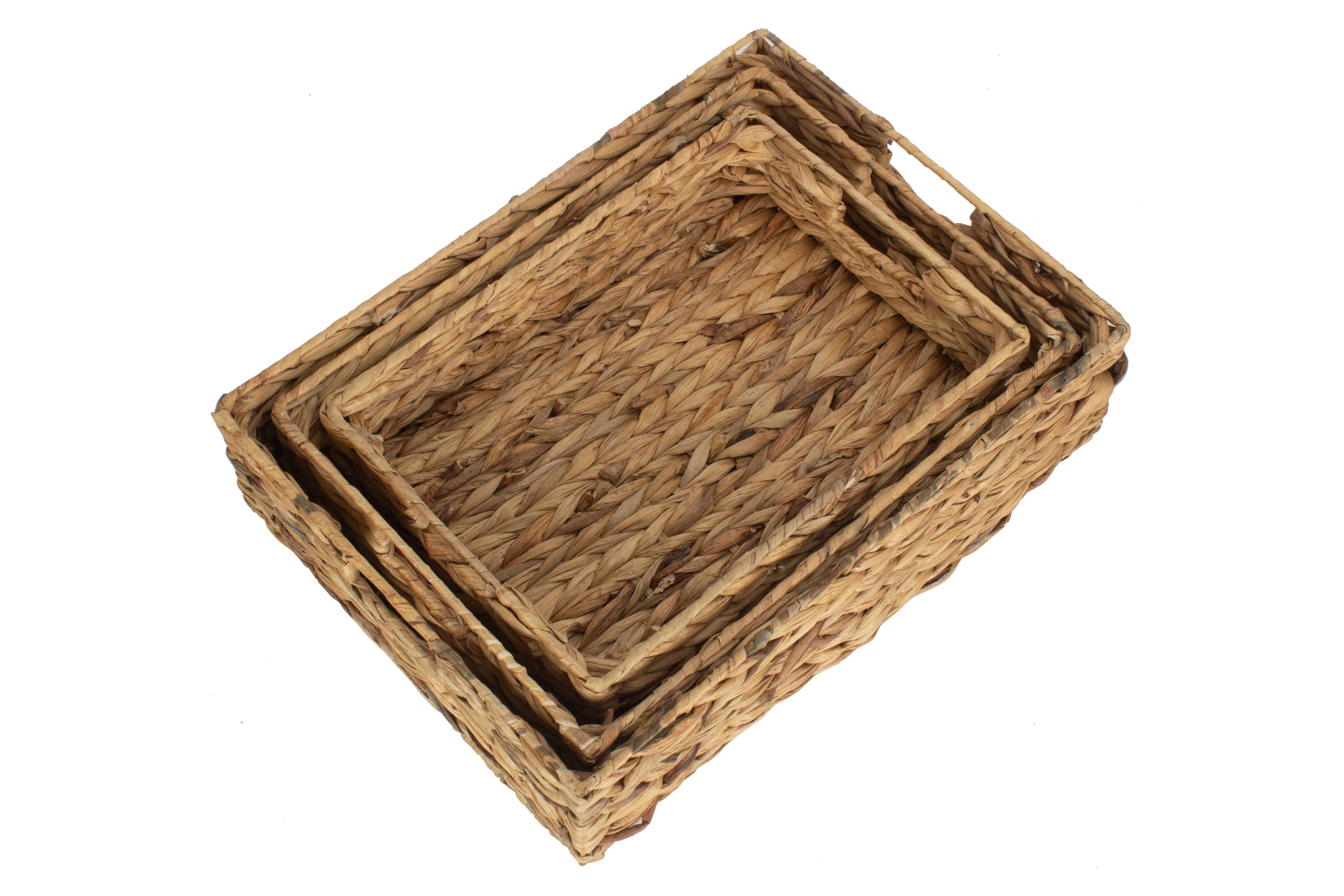 Set of 3 Shallow Water Hyacinth Storage Baskets - Image 6