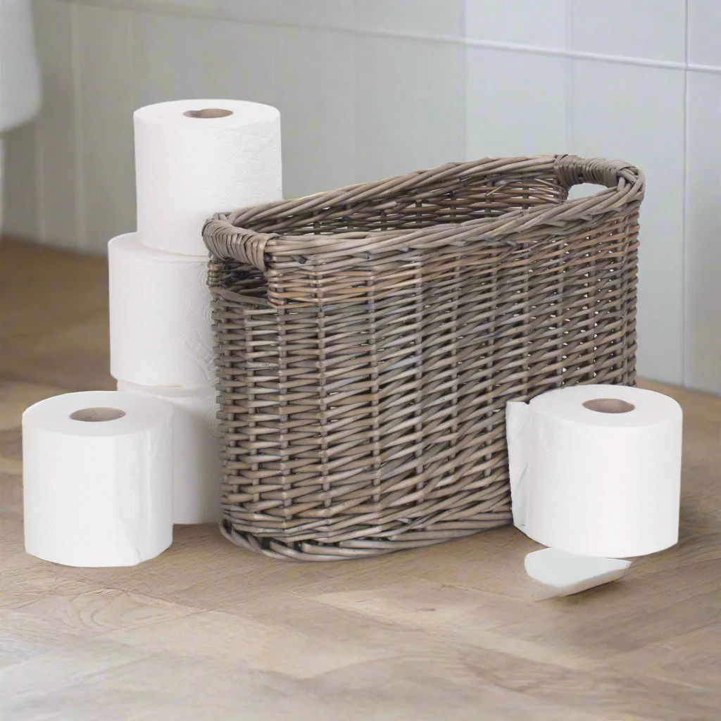 Willow Toilet Roll Storage Basket – Antique Wash Finis