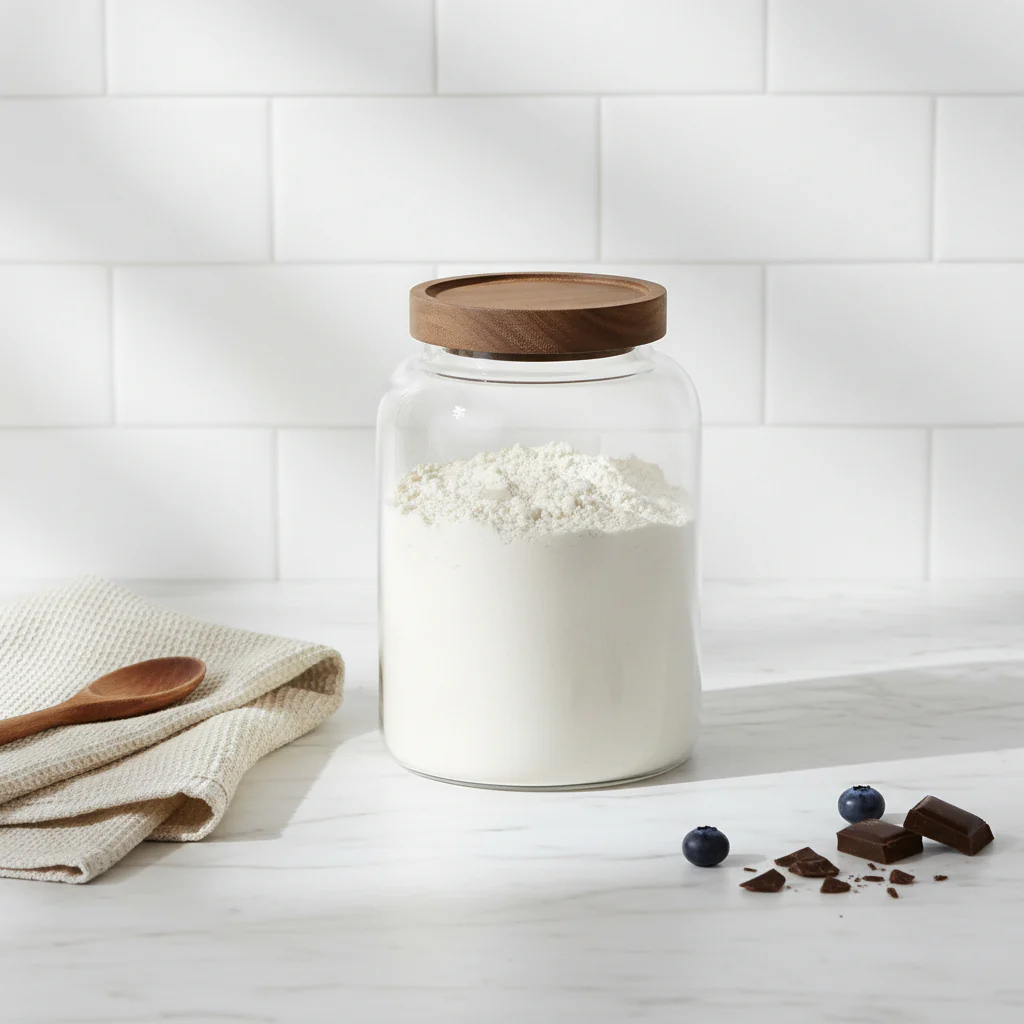 Small Wide Glass Storage Jar With Acacia Lid