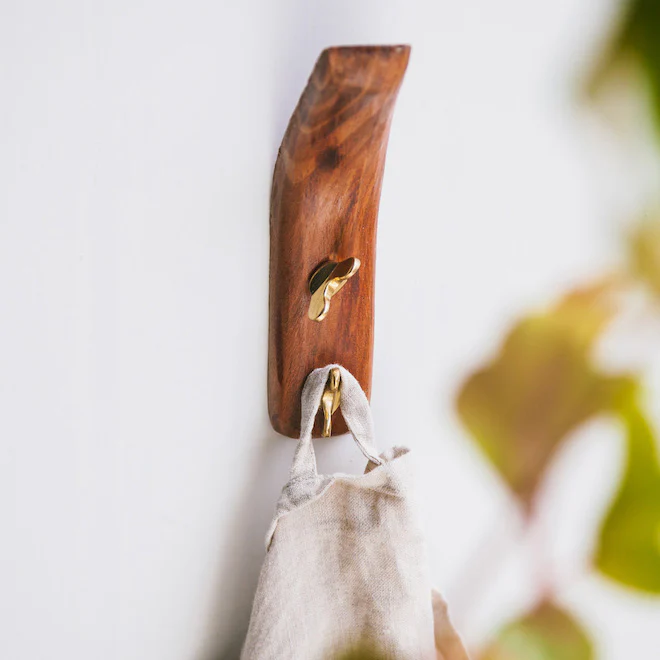 Wood And Brass Coat Hook - Image 3