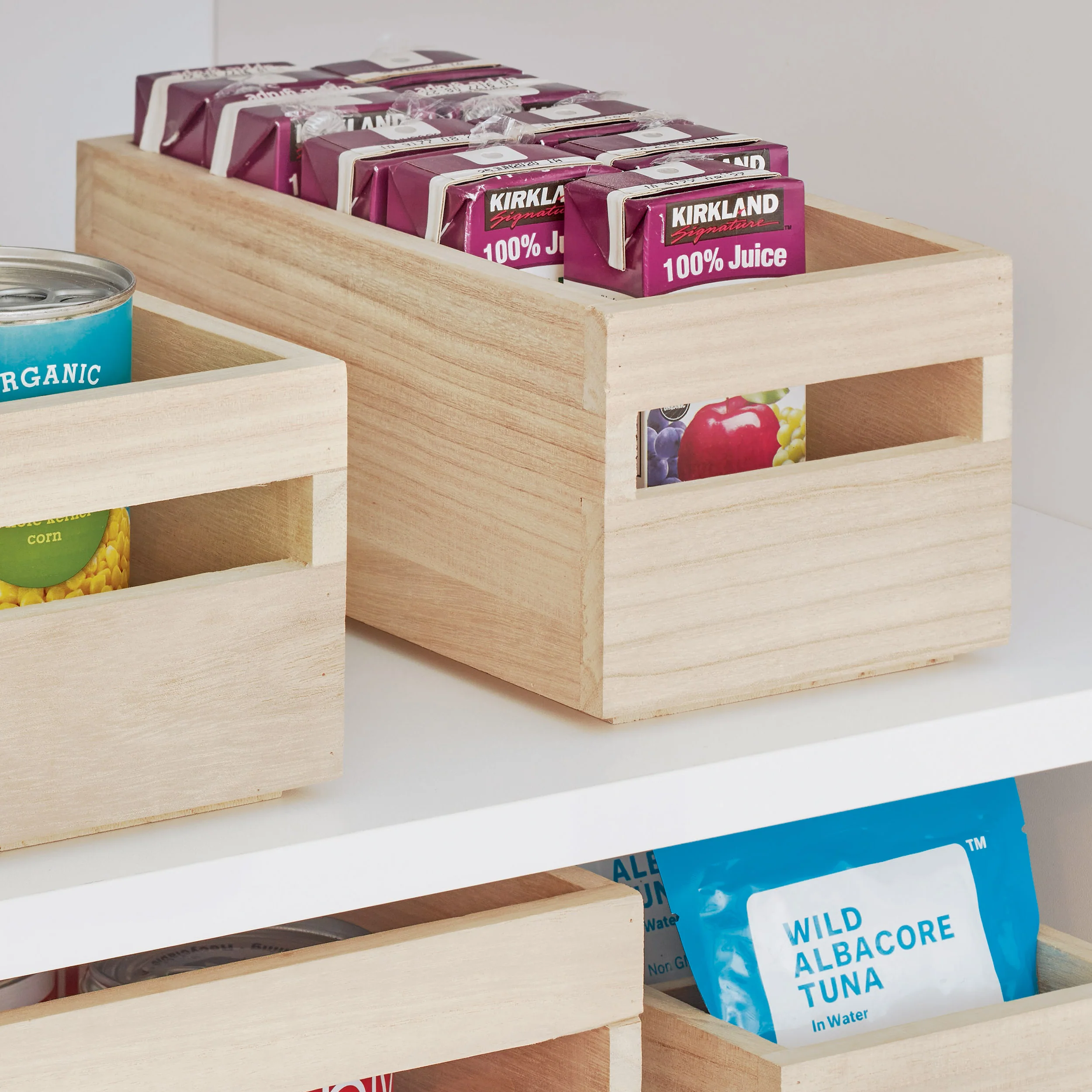 Wooden Pantry Storage Bin With Handle-  Rectangular